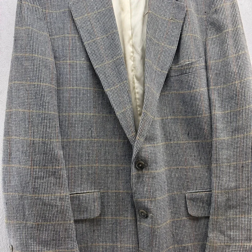 AKA Eddie Bauer Blazer Silk Linen‎ Sport Coat Herringbone Jacket 44L Classic